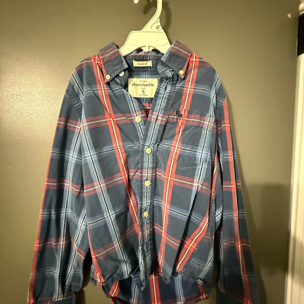 Abercrombie & Fitch Kids Blue and Red Plaid Shirt